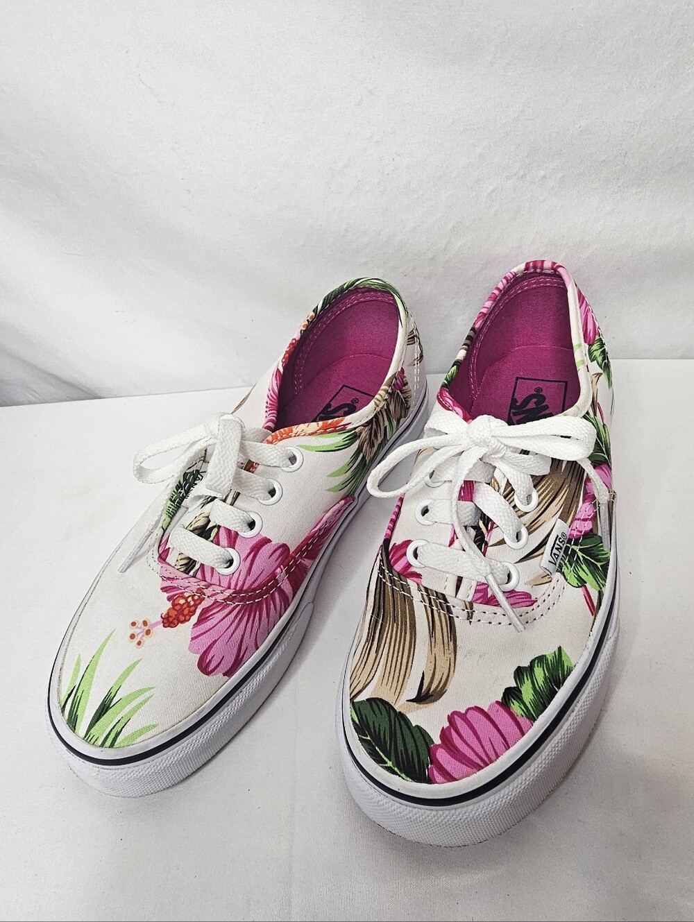 Vans Authentic Hawaiian Floral White Pink Skate Shoes Men 3.5 Women 5